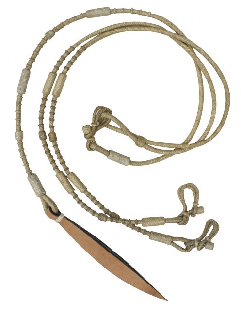 Showman natural rawhide braided romal reins with leather popper