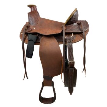 Buffalo Saddlery Rugged Outlaw Chocolate Roughout Roper Style Saddle - 16 Inch