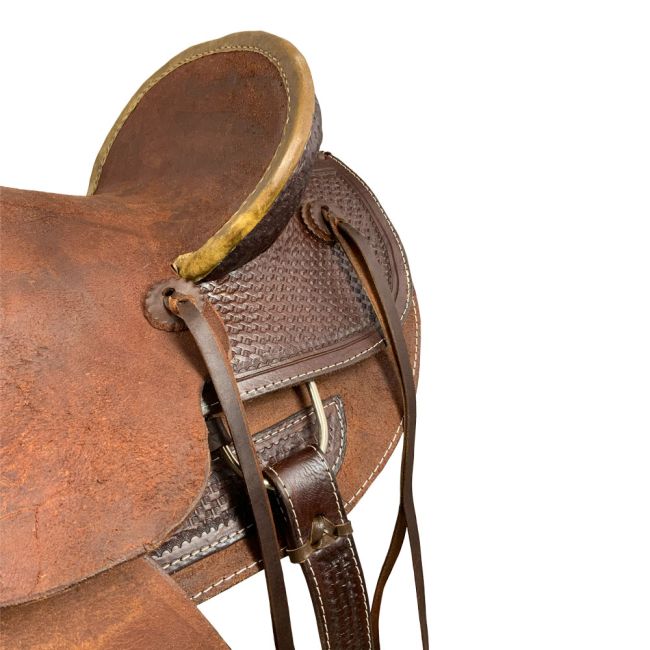 Buffalo Saddlery Rugged Outlaw Chocolate Roughout Roper Style Saddle - 16 Inch #4