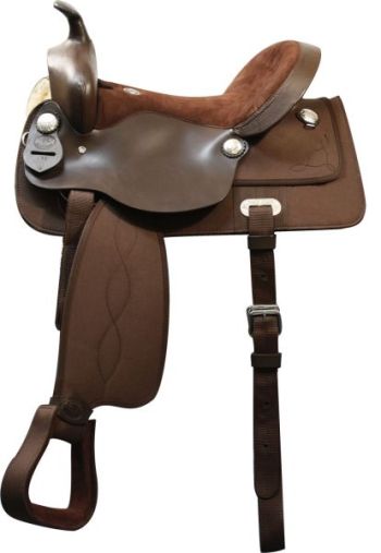 15", 16", 17" Double T nylon cordura saddle with suede leather seat and leather jockeys #2