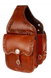 Showman Acorn tooled leather saddle bag