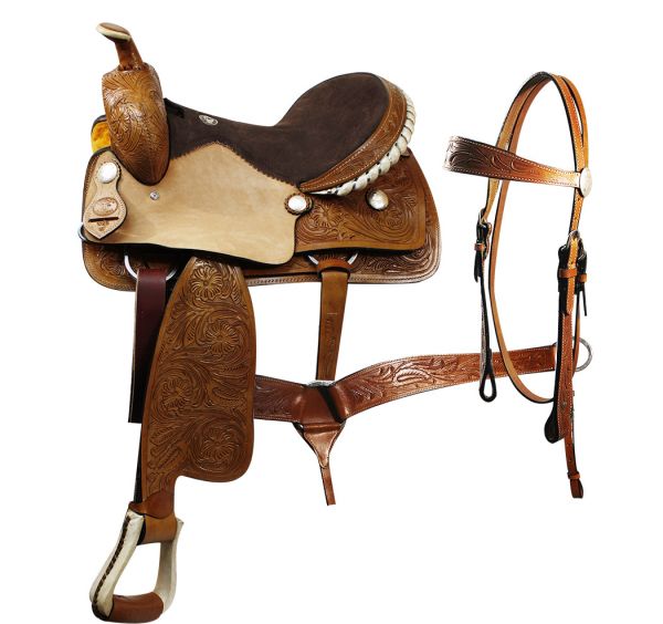 16", 17", 18" Double T pleasure saddle with matching headstall and breast collar