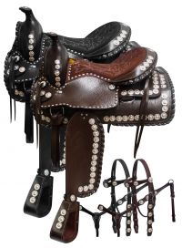Double T 16", 17" parade saddle with matching headstall and breast collar
