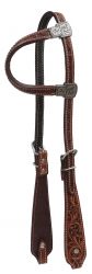 Showman Argentina cow leather single ear headstall with filigree tooled design
