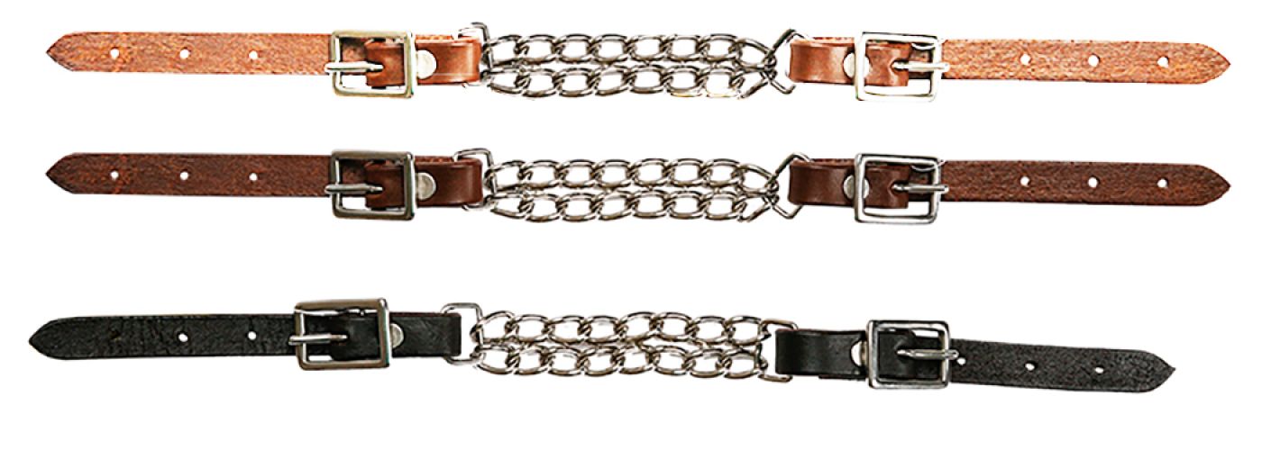 Showman Fully adjustable end double chain Argentina Cow Leather curb chain