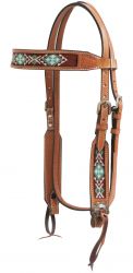 Showman Light Argentina cow leather headstall with beaded inlays