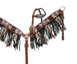 Showman Cut-out arrow design headstall and breast collar set