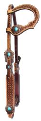 Showman Argentina cow leather single ear headstall with waffle tooling