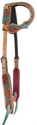 Showman Argentina cow leather single ear headstall with floral tooling