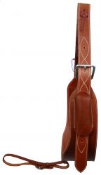 Showman heavy duty 5" wide leather back cinch with 1 3/4" billet straps and girth connector strap