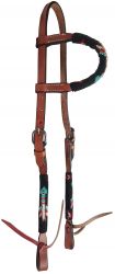 Showman Beaded one ear headstall with arrow design, made with Argentina Cow Leather