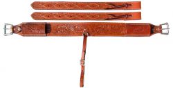Showman 3" wide Acorn Tooled Leather back cinch