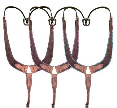 Showman Medium leather pulling collar with rawhide wrapped edges
