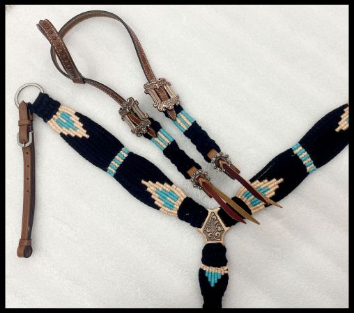 Showman Corded One Ear Headstall &amp; Breast collar set #3