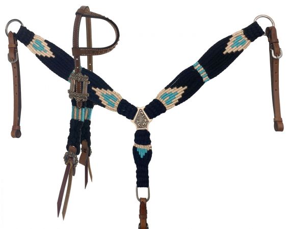 Showman Corded One Ear Headstall &amp; Breast collar set