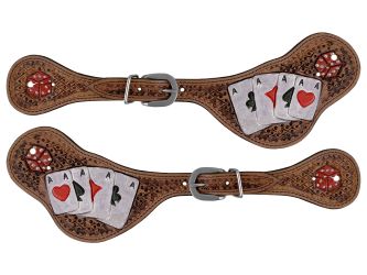 Showman Rider's Luck Ladies Tooled Leather Spur Straps