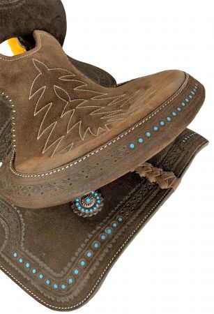 12" Double T Barrel style saddle with Teal concho accents #2