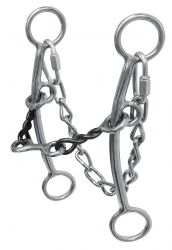 Showman sweet iron, twisted mouth bit with dogbone and curb chain