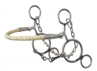 Showman stainless steel rope nose hackamore with twisted dog bone mouth