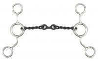 Showman Stainless steel JR cowhorse snaffle bit with 6" cheeks, 5" sweet iron twisted mouth and dog bone center