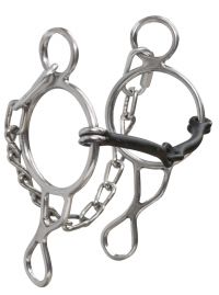 Showman Stainless steel wonder bit with 5" sweet iron broken mouth and 7" cheeks with chain
