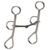 Showman Stainless steel colt snaffle bit with 6.25" cheeks and a 5" sweet iron broken snaffle mouth