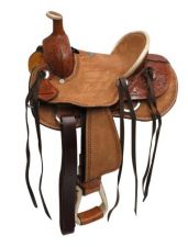 10" Double T Youth hard seat floral tooled roper style saddle