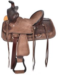 12", 13" Double T Youth Chocolate Brown Hard Seat Bear Trap Style Saddle
