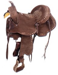 14", 15" Double T Hard Seat Barrel style saddle with Cheetah Seat