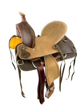 10", 12" Double T Youth hard seat barrel style saddle with deep seat
