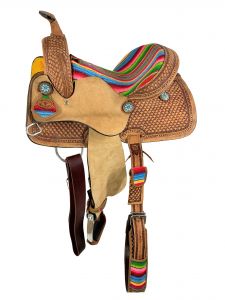 14" Double T Youth Hard Seat Western saddle with Wool Serape Accents