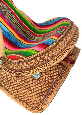 14" Double T Youth Hard Seat Western saddle with Wool Serape Accents #2