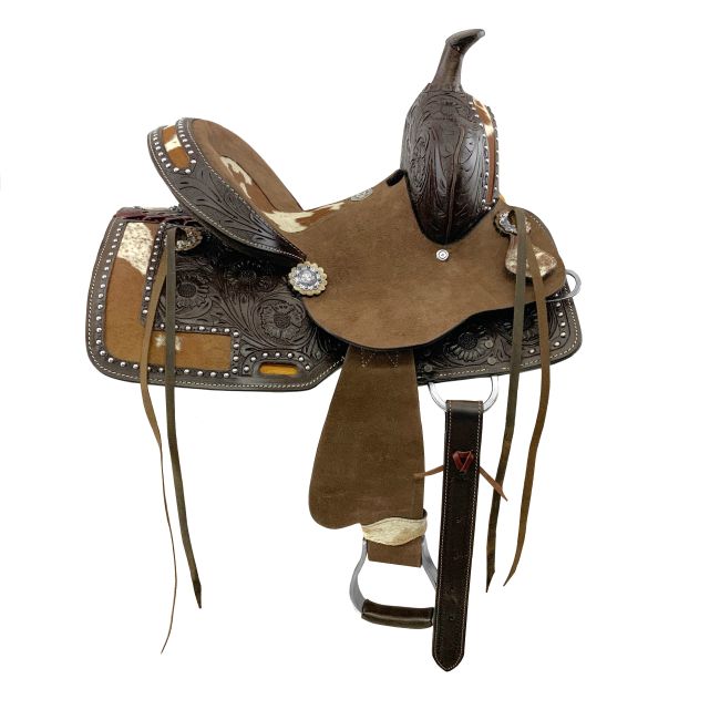 Double T Wild West Floral Roughout Barrel Saddle - 10 Inch #2