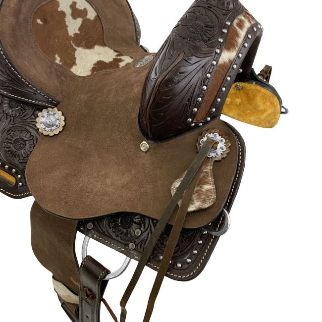 Double T Wild West Floral Roughout Barrel Saddle - 10 Inch #3