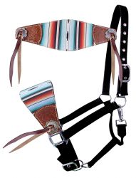 Showman Nylon bronc halter with printed serape inlay and cowboy tie accents