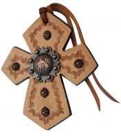 Showman Leather Tie On Cross with Engraved Barrel Racer Concho