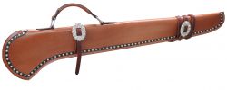 Showman 40" Smooth leather gun scabbard with silver studs