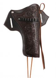 Showman 38/357 Caliber dark oil gun holster with basket and floral tooling
