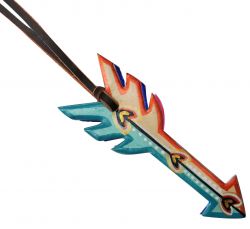 6.5" hand painted tie on saddle arrow with heart design