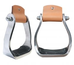Showman Pony/Youth polished aluminum stirrup with rubber tread