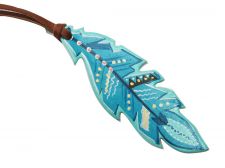 Teal hand painted tie-on feather