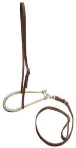Showman Argentina Cow Leather Adjustable Rubber Covered Noseband and Tie Down