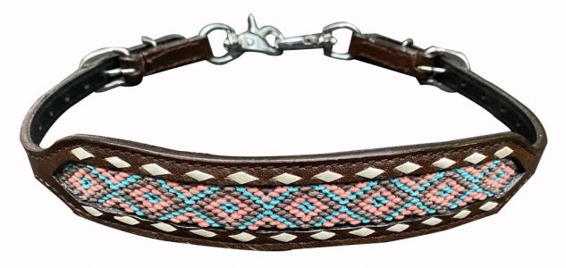 Showman Wither strap with woven fabric southwest design inlay