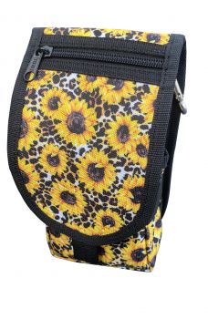 Showman Sunflower and cheetah print codura cell phone/accessory case