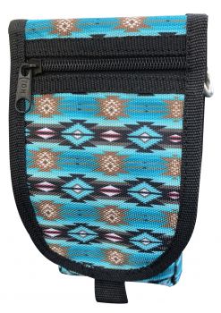 Showman Teal/Blue aztec design codura cell phone/accessory case