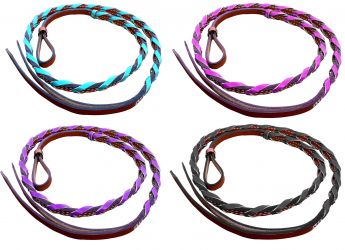 Showman Medium Leather Over & Under With Colored Braided Accents