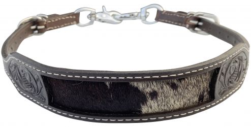 Showman Dark Oil Leather wither strap with hair on cowhide