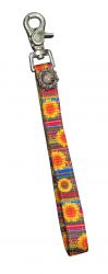 Showman Premium nylon Serape & Sunflower print Key Chain with floral concho