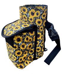 Showman Sunflower & Cheetah printed insulated nylon bottle carrier with pocket