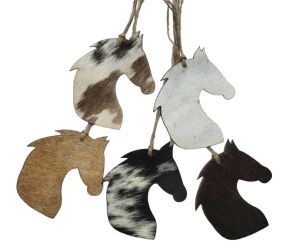 Cowhide Western Leather Christmas Ornaments - Horse Head